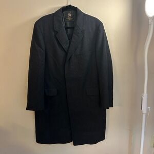 Hart Schaffner Marx Wool Blend Overcoat Luxury Herringbone Gray Old Money Career